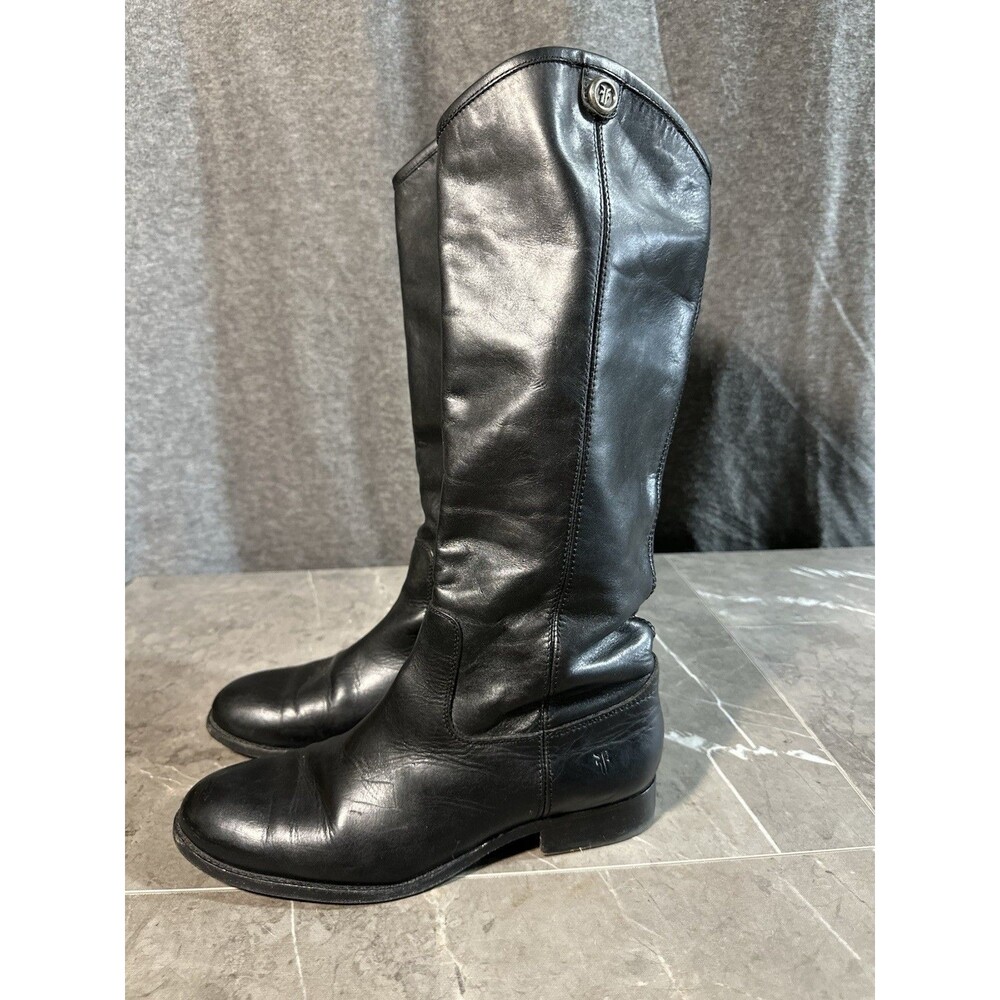 Frye Melissa Black Button 2 Knee High Leather Boot 8.5 B Made In Mexico B32